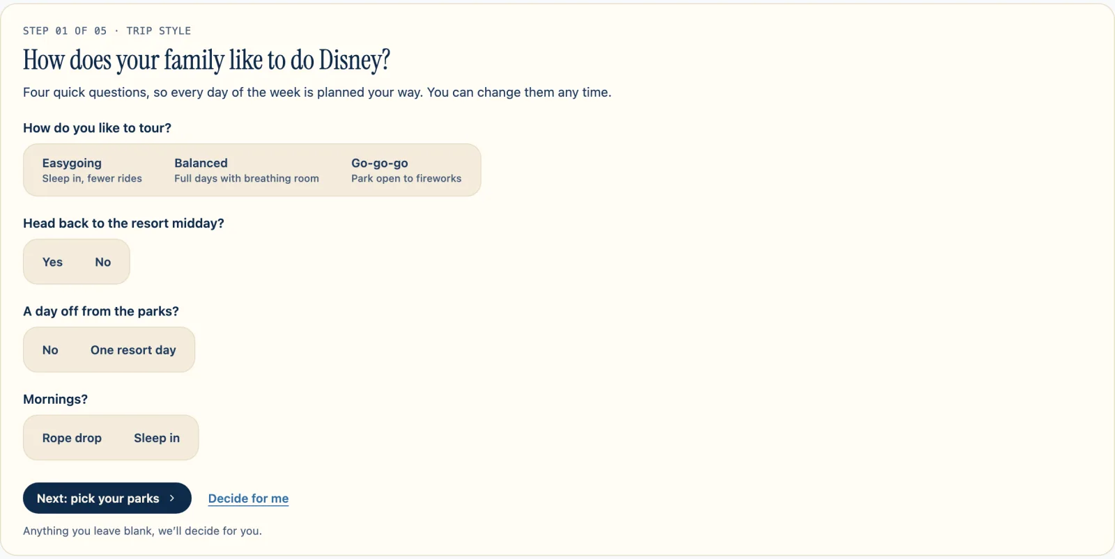The Trip style step: four quick questions about how your family likes to do Disney